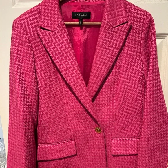 Escada Pink Houndstooth Blazer - Picture 3 of 10